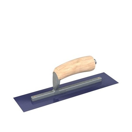 Ultra Blue Steel Finishing Trowel - Sqaure End - 18 X 3 With Camel Back Wood Handle